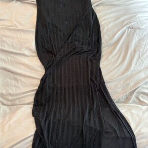 Elegant Black Evening Dress see through with sparkles